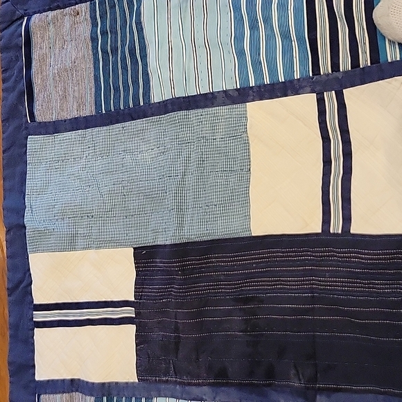 2-NAUTICA Vintage Blue-white PATCHWORK Kantha stitched REGULAR PILLOW SHAMS - Picture 4 of 7